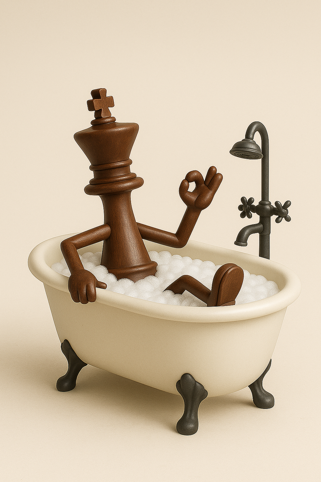 Chess king in bath